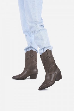 Bottes Cowboy BRONX Jukeson Femme Cafe | LHUMX-0836