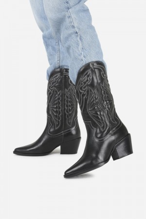 Bottes Cowboy BRONX Western Jukeson Femme Noir | GIFYC-8136