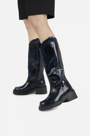 Bottes Hautes BRONX Daff-ey Femme Noir Bleu | KGXTS-6932