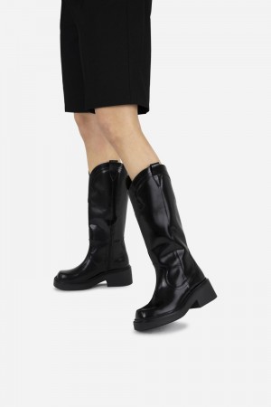 Bottes Hautes BRONX Daff-ey Femme Noir | YQJZU-3045