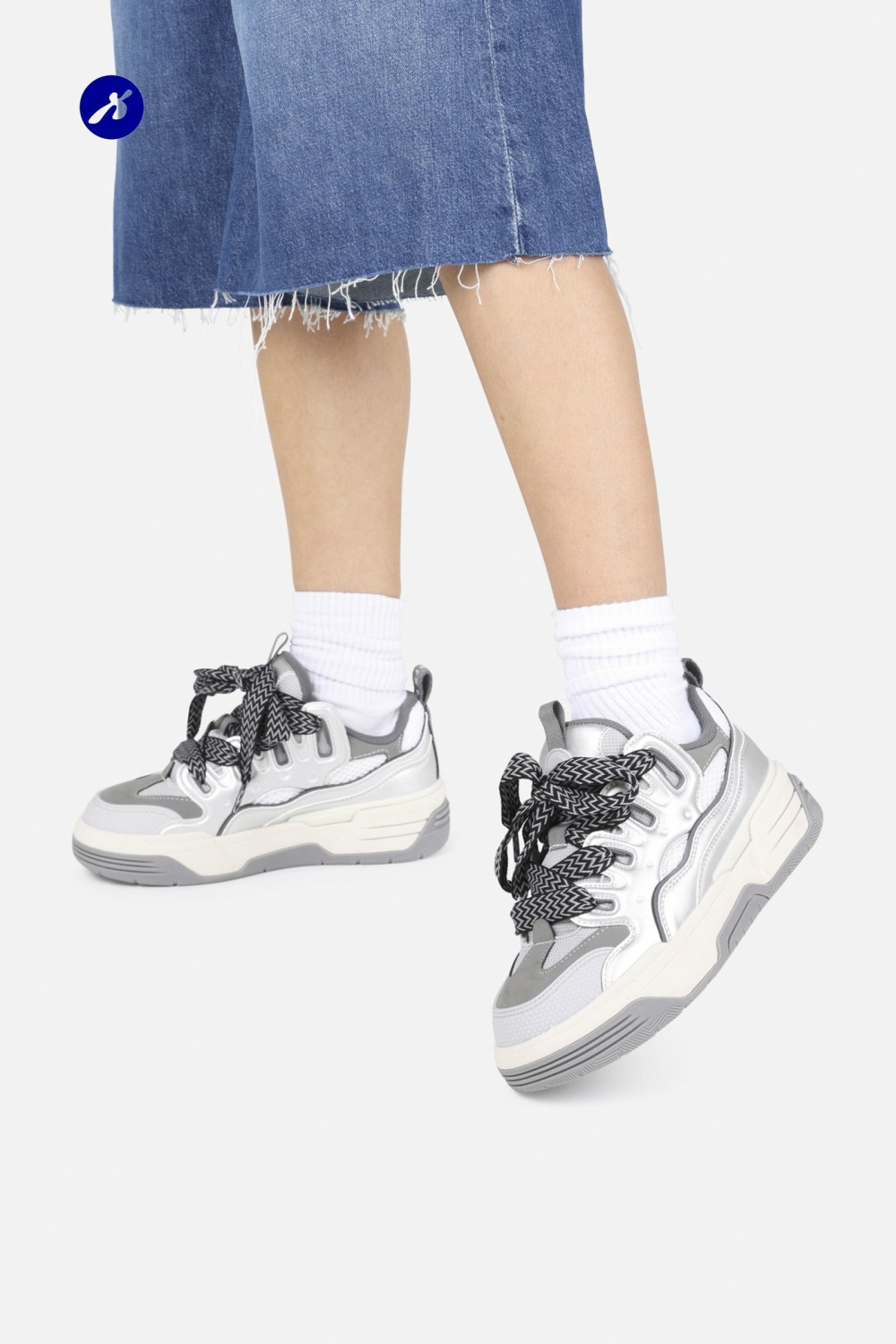 Basket BRONX Skat-err Femme Grise Argent | GZPVM-2846